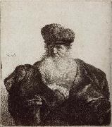 REMBRANDT Harmenszoon van Rijn, Old Man with Beard,Fur Cap and Velvet Cloak